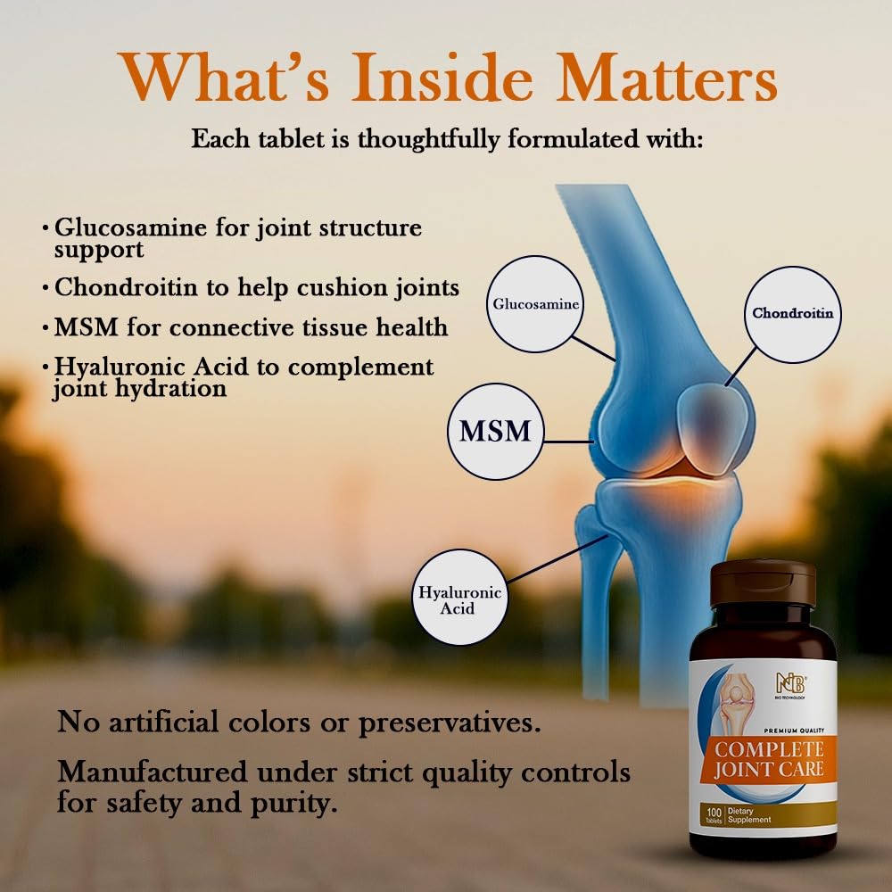 Glucosamine Chondroitin MSM Complete Joint Care Supplement | Glucosamine HCl, Chondroitin, MSM, Boswellia & Ginger | Supports Joint Mobility & Flexibility | 100 Tablets NCB NCB TECHNOLOGY buy supplements canada