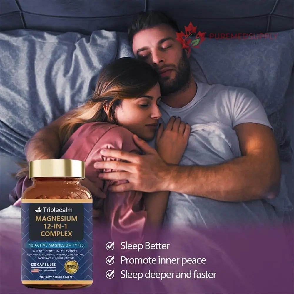 Magnesium Complex 12 in 1 Supplement - 12 Elemental 1000mg - Magnesium Glycinate, Citrate, Malate, Taurate - High Absorption,for Muscle, Nerve & Sleep Support - 120 Capsules Triplecalm buy supplements canada