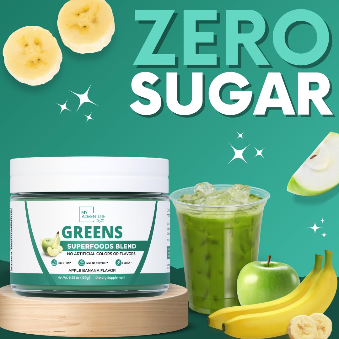 Green Superfood Powder for Digestion & Gut Health - Keto Friendly Superfood Greens Blend Powder for Immune Support - Powdered Greens Supplement for Immune Boost - Apple Banana Flavor My Adventure to Fit buy supplements canada