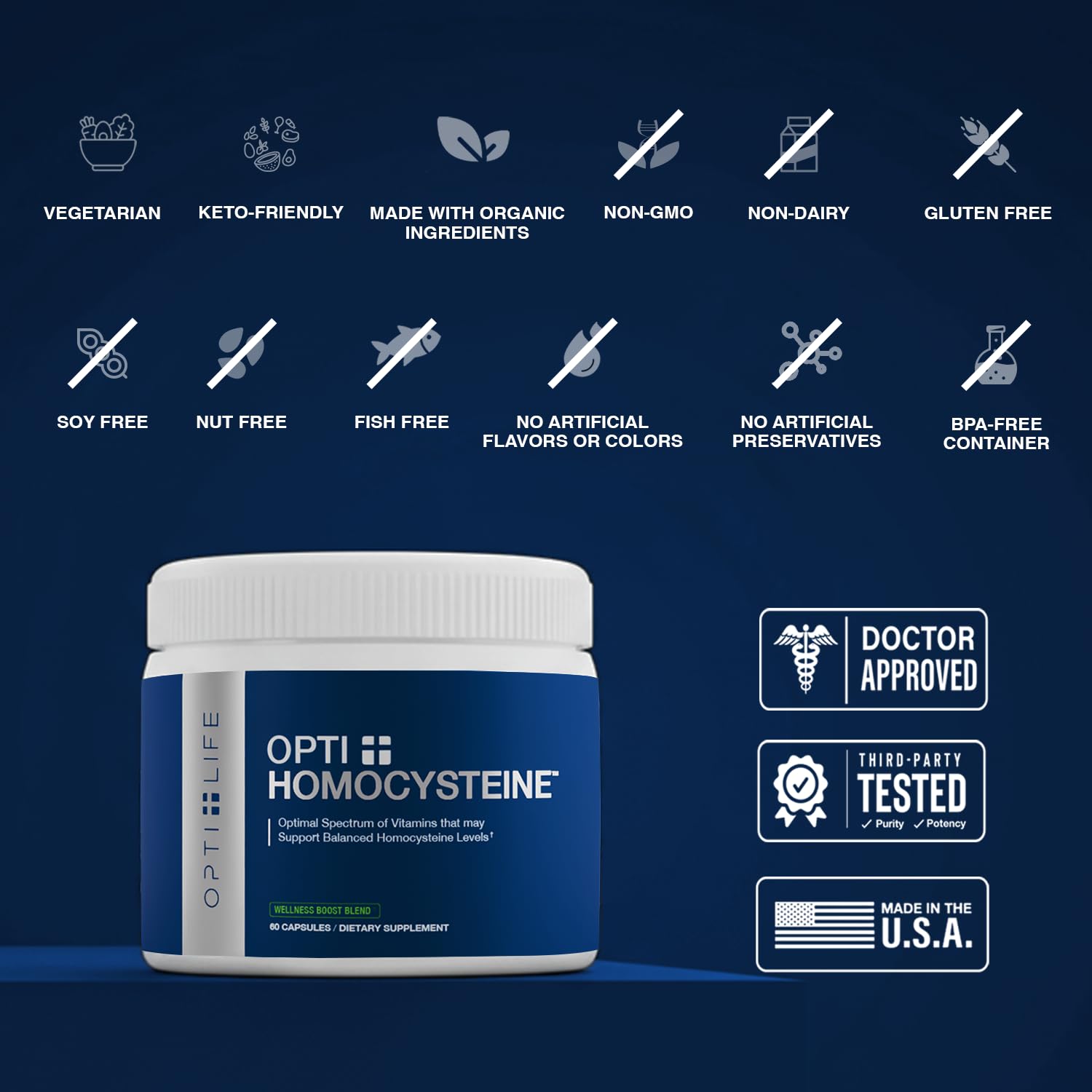 Opti + Homocysteine Capsules | Daily Brain and Heart Health Supplements* | Brain Supplement with Methylcobalamin & Methylfolate | 60 capsules/30 Servings Opti + Life buy supplements canada