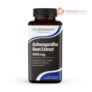 LifeSeasons Essentials Ashwagandha - Stress & Sleep Support Supplement - Calm & Focused Mind - Improves Athletic Performance & Brain Function - 900mg per 2 Capsules - 60 Capsules LifeSeasons buy supplements canada
