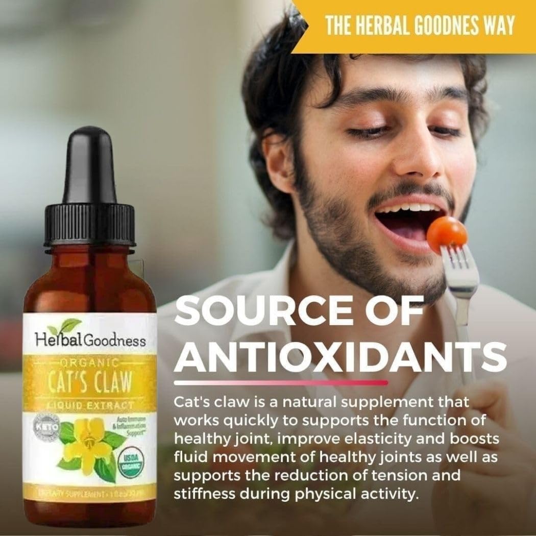 Cat's Claw Extract Joint Support - Herbal Supplement for Joint and Muscle Function, Immunity, Heart Support - Gluten Free - Superior Absorption - Organic Liquid 1oz - Herbal Goodness (1 bttl) Herbal Goodness buy supplements canada