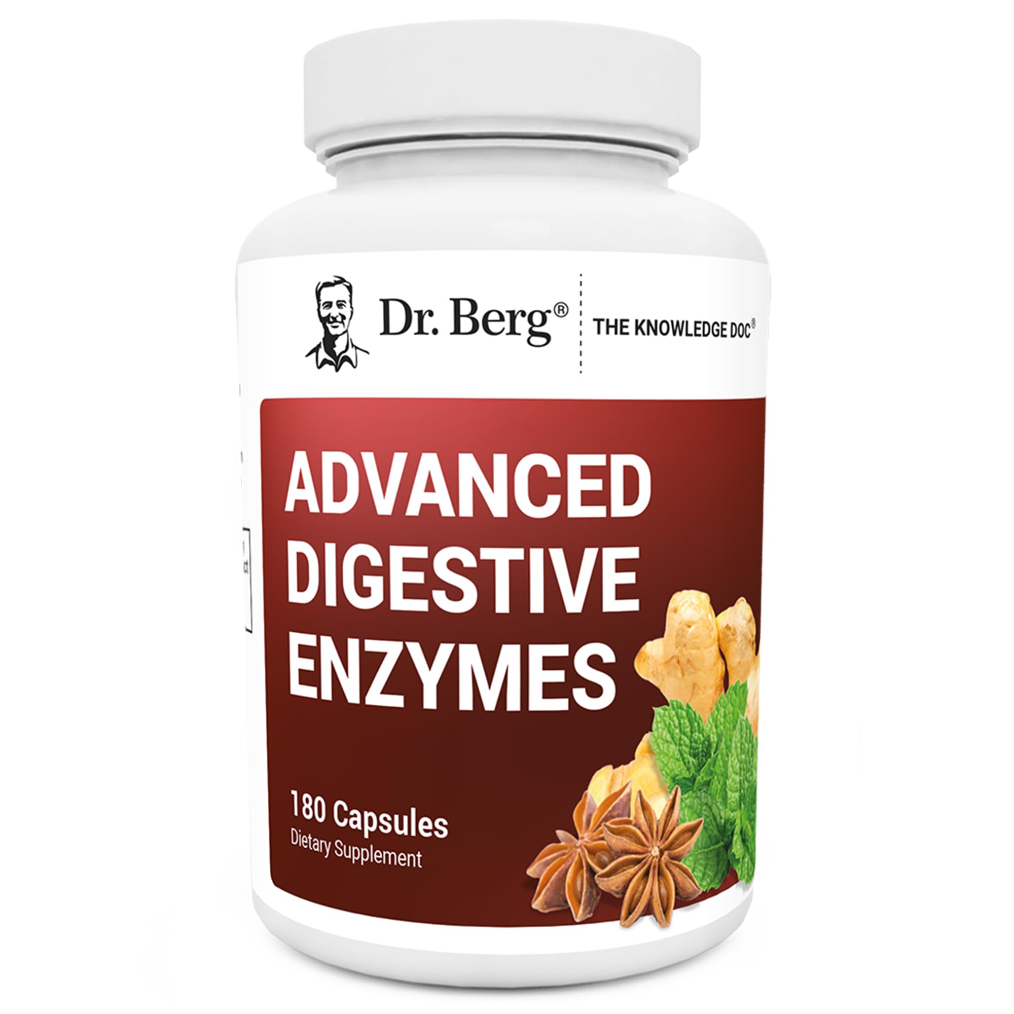 Dr. Berg Advanced Digestive Enzymes with Apple Cider Vinegar - Includes Digestive Health Ingredients Like Betaine Hydrochloride (HCI), Ginger Root & Peppermint Leaf - 180 Capsules Dr. Berg Nutritionals buy supplements canada