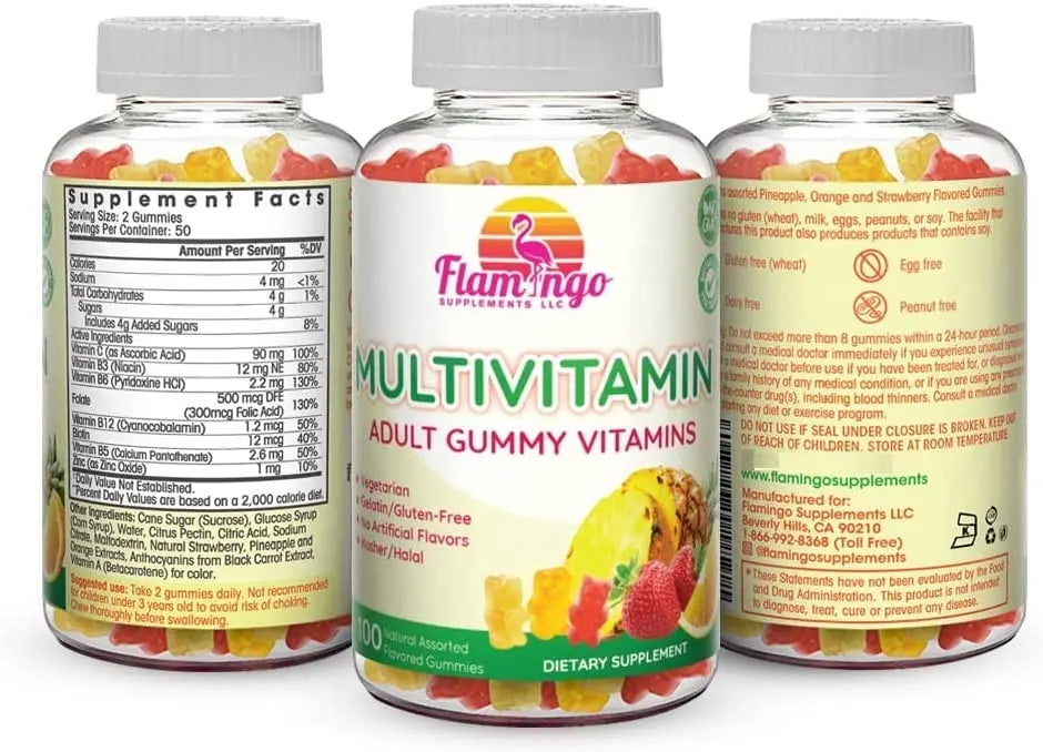 Flamingo Supplements Multivitamin Gummies | Vegan Friendly, Kosher Halal NO Gluten or Gelatin, no GMO| for Men, Women & Kids| Flamingo Supplements buy supplements canada