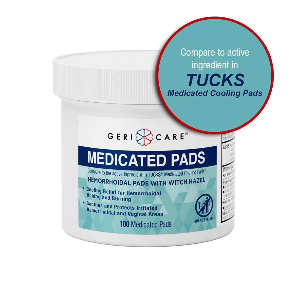 GeriCare Medicated Cooling Pads with Witch Hazel. for Soothing Itch, Discomfort, and Burning, Pre-Moistened Pads Ideal for Sensitive Areas, 100 Count (Pack of 1) GeriCare buy supplements canada