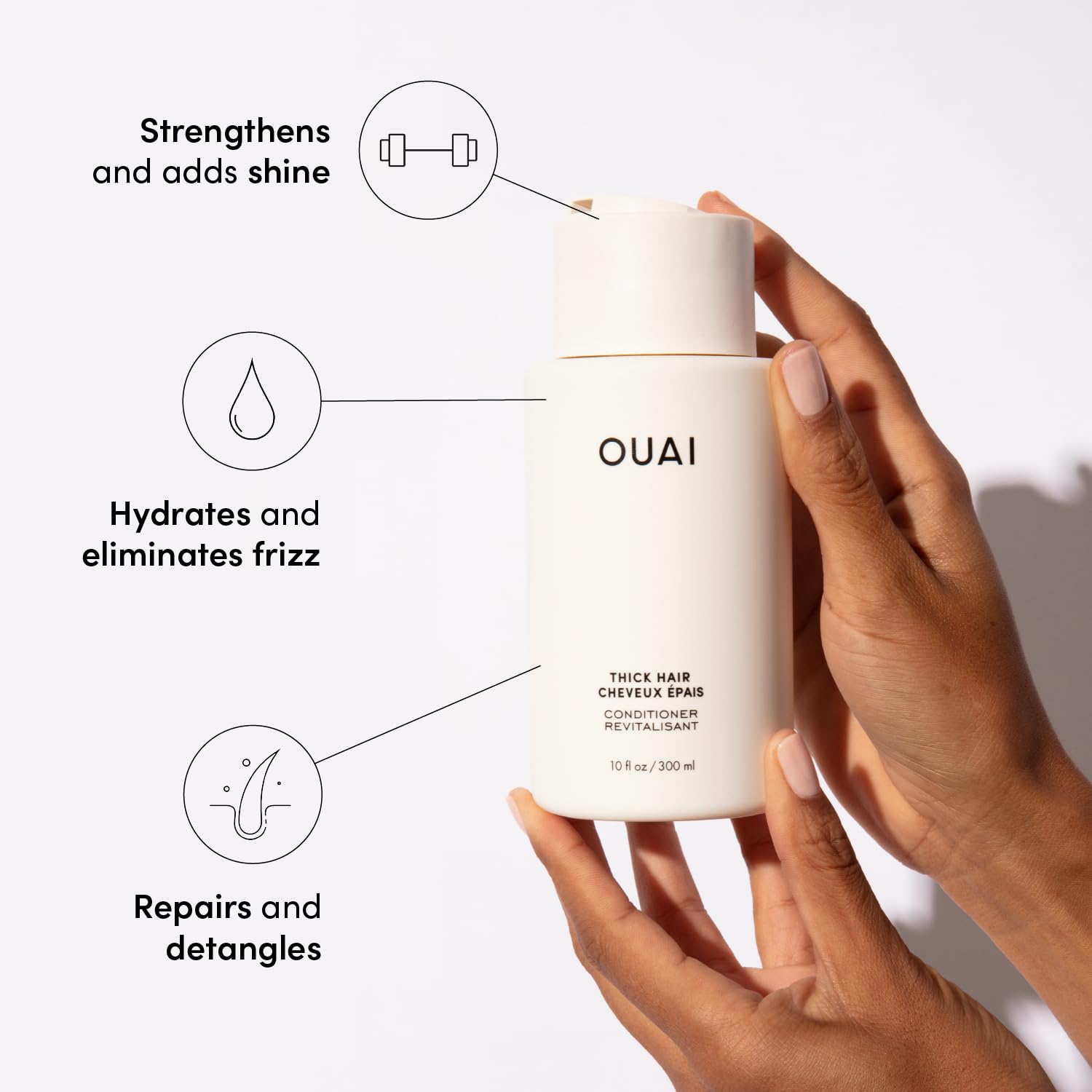 OUAI Thick Hair Shampoo and Conditioner Set - Sulfate Free Shampoo and Conditioner for Thick Hair Care - Moisturizes, Strengthens & Fights Frizz - Made with Keratin & Shea Butter (10 Fl Oz) OUAI buy supplements canada