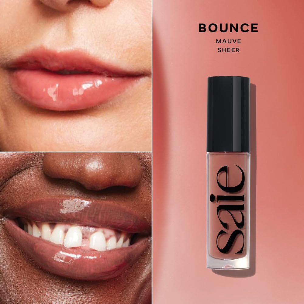 Saie Glossybounce High-Shine Hydrating Lip Gloss Oil - Sheer Tinted Lip Oil with Hyaluronic Acid + Jojoba Oil for Long-Lasting Moisture (.17 oz) (Disco + Bounce) Saie buy supplements canada