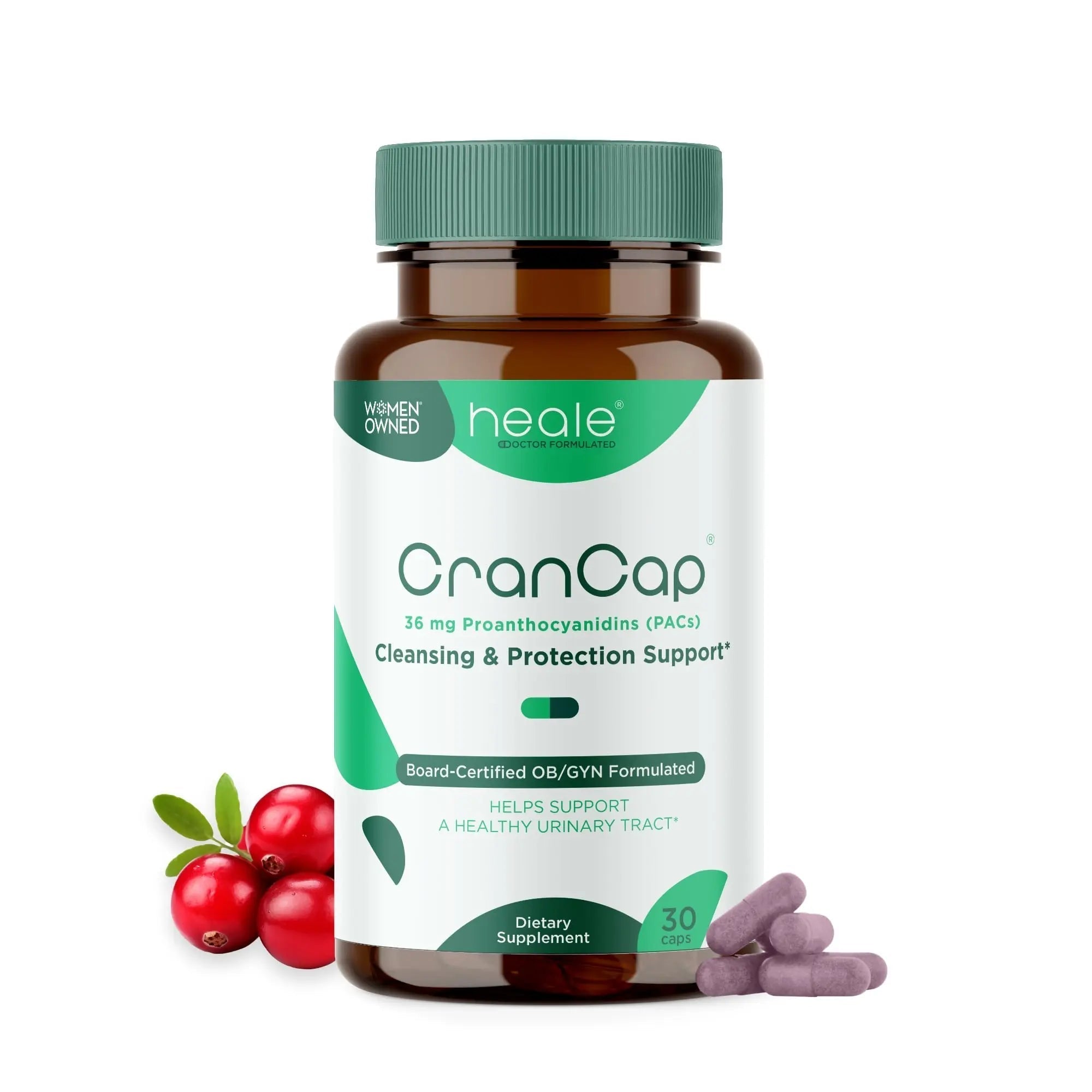 CranCap - Cranberry Pills - Urinary Tract Health Cranberry Supplement - 36mg of Potent PACs - Non GMO, Vegan, Gluten Free - by Heale - 30 Capsules CranCap buy supplements canada