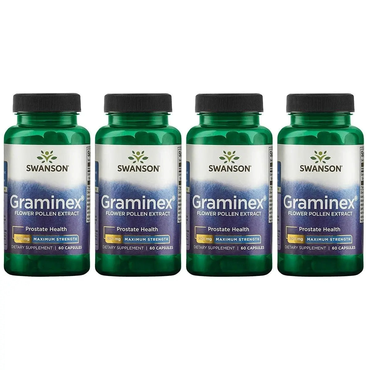 Swanson Maximum Strength Graminex Flower Pollen Extract - Supports Prostate Health, Urinary Tract Function, and Kidney Health - Mens Health Supplement - (60 Capsules, 500mg Each) (4 Pack) Swanson buy supplements canada