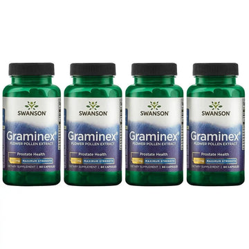Swanson Maximum Strength Graminex Flower Pollen Extract - Supports Prostate Health, Urinary Tract Function, and Kidney Health - Mens Health Supplement - (60 Capsules, 500mg Each) (4 Pack) Swanson buy supplements canada