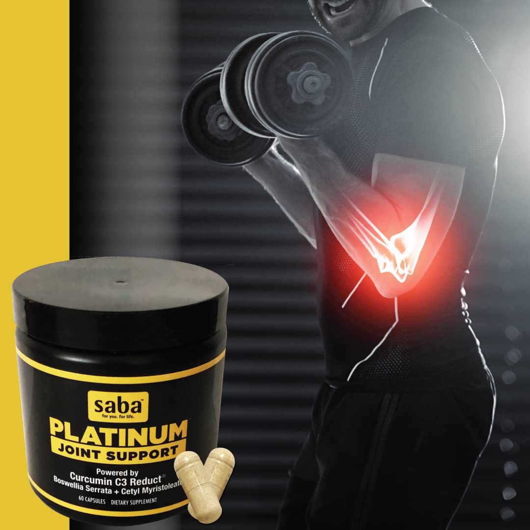 Saba Platinum Joint Support – High Absorption Curcumin C3 Reduct & Boswellia – Fast Acting Turmeric Supplement for Joint Pain Relief, Mobility & Healthy Inflammation Response – 60 Vegan Capsules Saba buy supplements canada