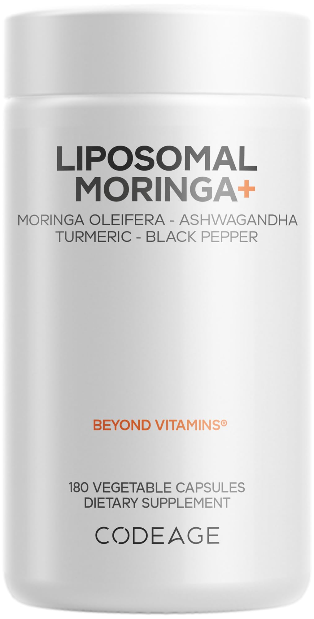 Codeage Liposomal Moringa+ Supplement, 400mg Moringa 50:1 Extract - Turmeric, Ashwagandha, Black Pepper, 3-Month Supply, Vegan Moringa Powder - 180 Capsules Codeage buy supplements canada