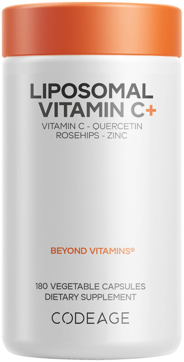 Codeage Liposomal Vitamin C 1500mg with Zinc, Elderberry, Citrus Bioflavonoids Grapefruit, Lemon, Orange Powder, Quercetin & Rose Hips Fruit – Vegan Supplement - Non-GMO, Vegan Pills, 180 Capsules Codeage buy supplements canada