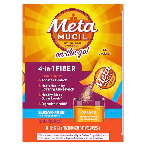 Metamucil On-the-Go Packets, Sugar-Free, 44 Packets, 4-in-1 Psyllium Husk Fiber Supplement, Orange Flavored, Individual Servings Great for Travel Metamucil buy supplements canada