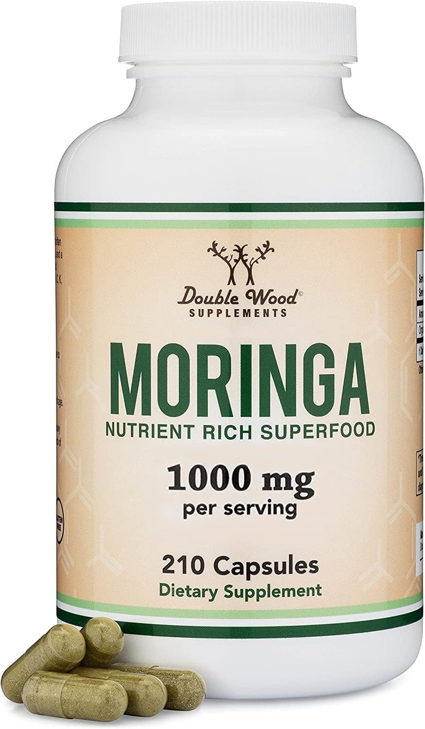 DWS Organic Moringa Capsules 1000mg - Pure Moringa Powder for Energy & Immune Support - Green Superfood Rich in Antioxidants Double Wood Supplements buy supplements canada