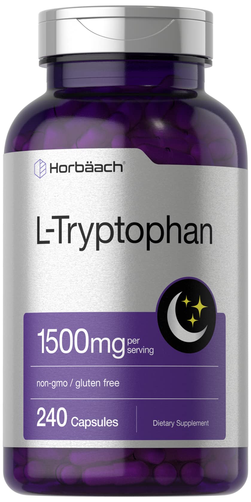 L Tryptophan 1500mg Capsules | 240 Count | Nighttime Formula | Non-GMO, Gluten Free Horbäach buy supplements canada