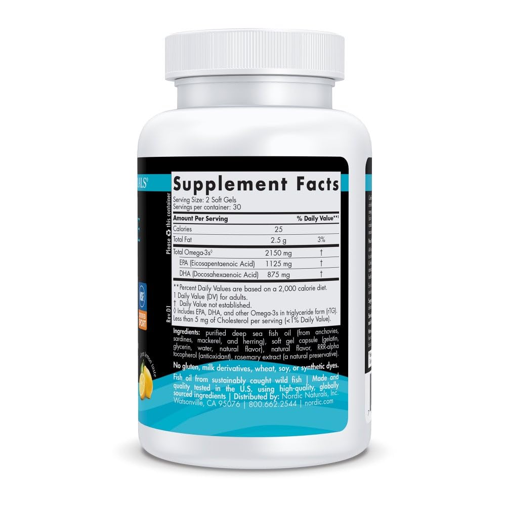 Nordic Naturals Ultimate Omega Sport 2X, Lemon Flavor - 60 Soft Gels - 2150 mg Omega-3 - NSF Certified Fish Oil with EPA & DHA - Heart & Muscle Health, Recovery - Non-GMO - 30 Servings Nordic Naturals buy supplements canada