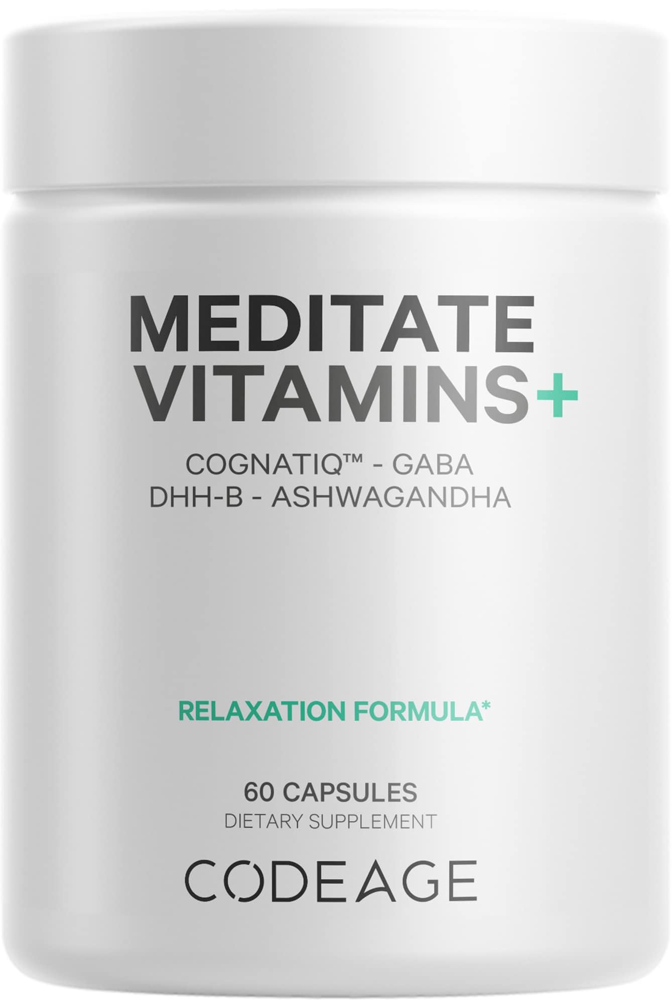 Codeage Meditate Vitamins+ Supplement - CognatiQ, DHH-B, GABA, Ashwagandha, Organic Mushrooms, Blueberries - BDNF Brain Pills and Neuroprotein - Vegan, Non-GMO, Gluten-Free - 60 Capsules Codeage buy supplements canada