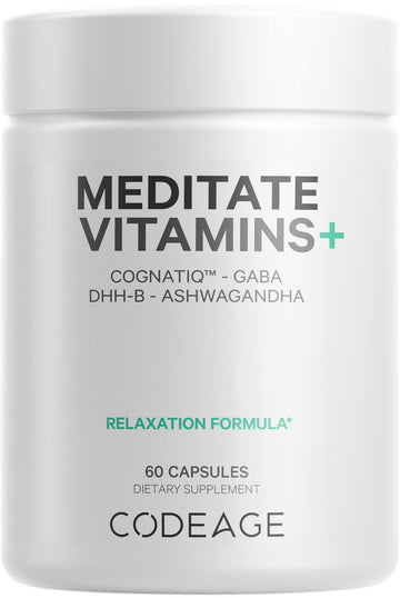 Codeage Meditate Vitamins+ Supplement - CognatiQ, DHH-B, GABA, Ashwagandha, Organic Mushrooms, Blueberries - BDNF Brain Pills and Neuroprotein - Vegan, Non-GMO, Gluten-Free - 60 Capsules Codeage buy supplements canada