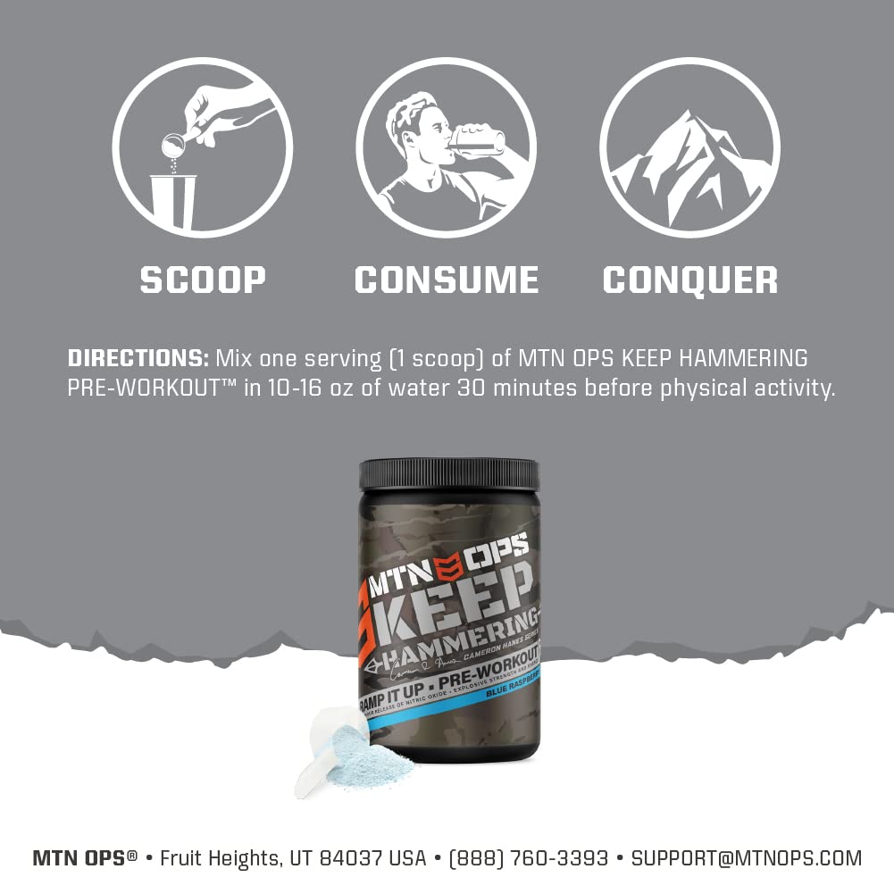 MTN OPS Pre-Workout Powder Energy Drink Keep Hammering Series by Cameron Hanes MTN OPS buy supplements canada