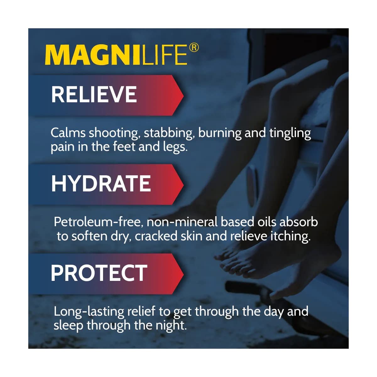 MagniLife Pain Relieving Foot Cream, 8 oz Tube, Soothing Relief for Soreness, Pain, Burning, Tingling, Itching or Sensitivity in Feet & Legs, Moisturizing & Hydrating Foot Cream, No Petroleum MagniLife buy supplements canada