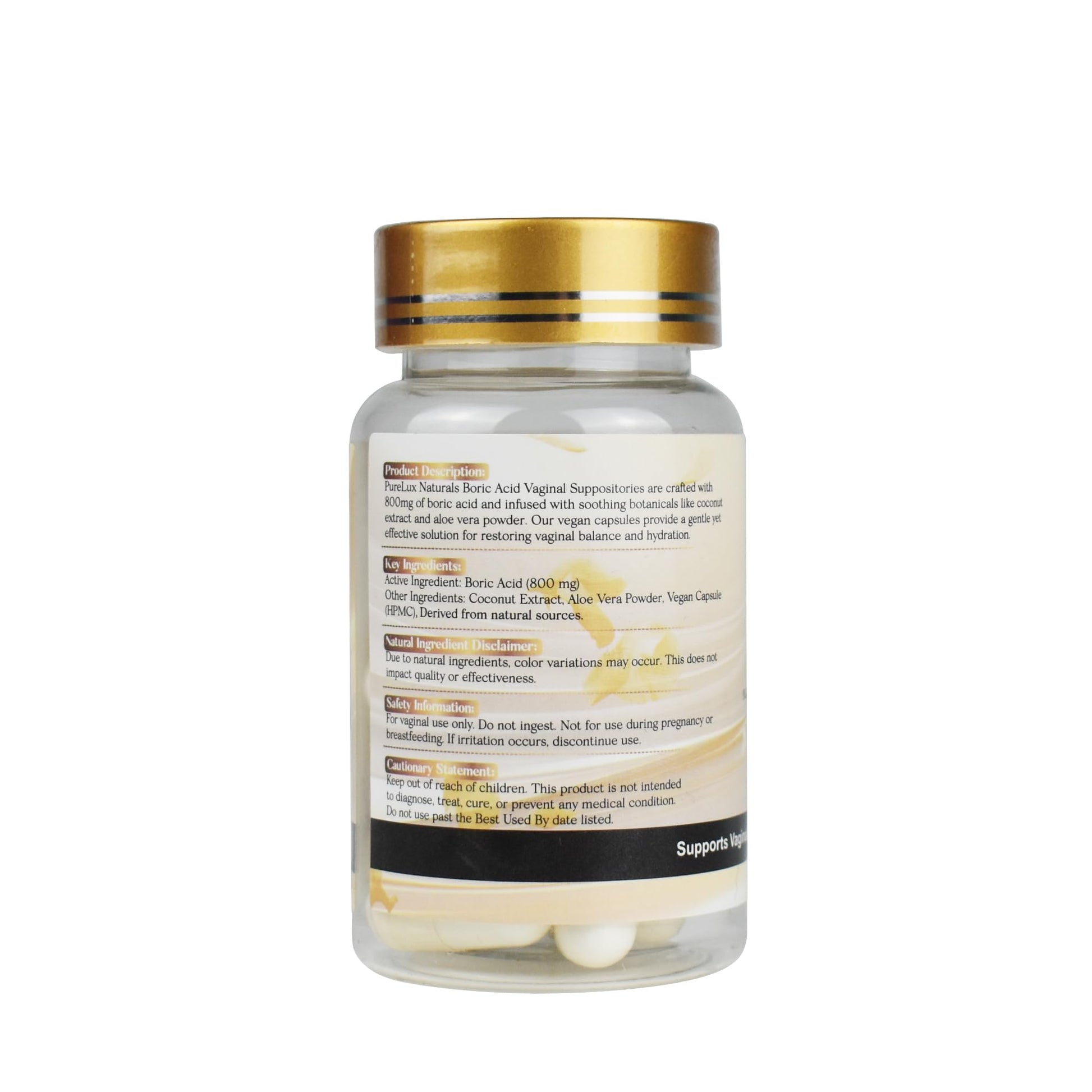 PureLux Boric Acid Feminine Wellness Support 800mg Size 000 30 Count Fragrance-Free Personal Care Formula PureLux Naturals buy supplements canada