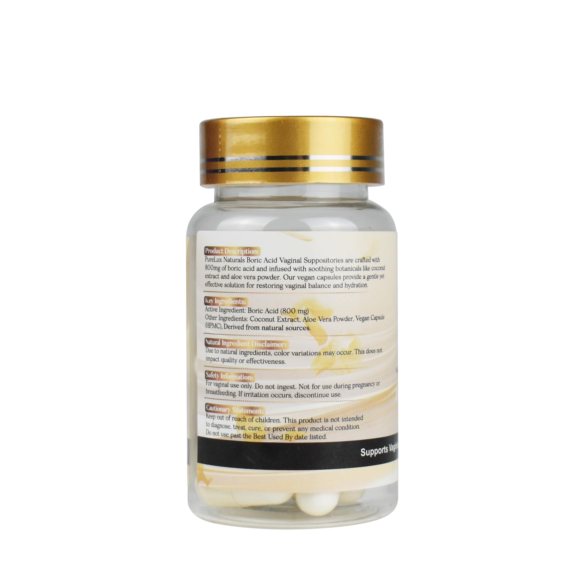 PureLux Boric Acid Feminine Wellness Support 800mg Size 000 30 Count Fragrance-Free Personal Care Formula PureLux Naturals buy supplements canada