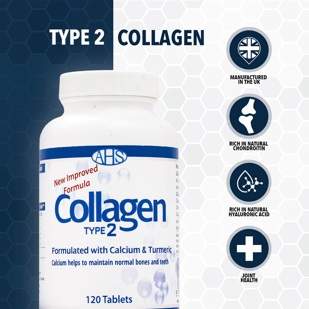 AHS Collagen Type 2 120 Tablets - 4500MG Per Day - Formulated with Calcium and Turmeric AHS buy supplements canada