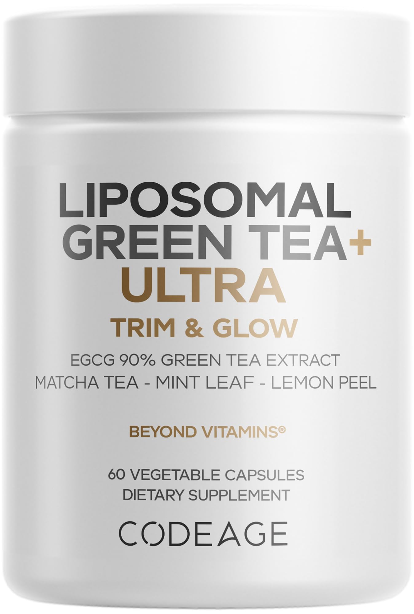 Codeage Liposomal Green Tea+ Ultra Potency - EGCG 90% Green Tea Extract, Organic Matcha Green Powder, Peppermint, Lemon Peel - Vegan, Non-GMO, Gluten-Free - Liposomal Delivery - 60 Capsules Codeage buy supplements canada