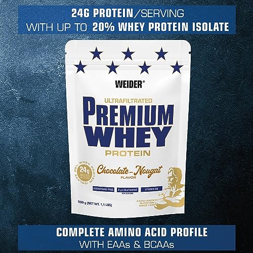 Weider Premium Whey (500g) Chocolate-Nougat Flavour. Ultrafiltrated Proteins from Whey Protein Weider buy supplements canada