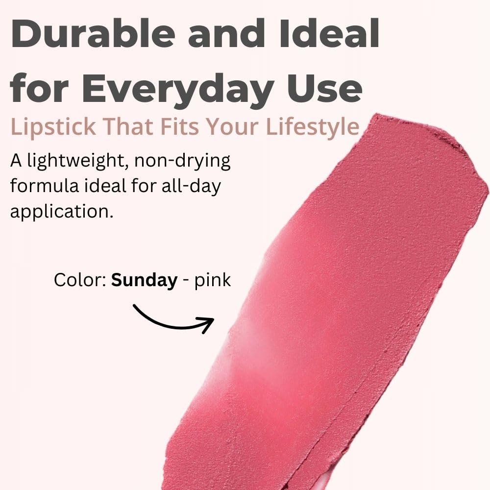Merit Signature Lip Lightweight Matte Lipstick - 0.10 oz / 3 g (Sunday (pink), standard) Merit buy supplements canada