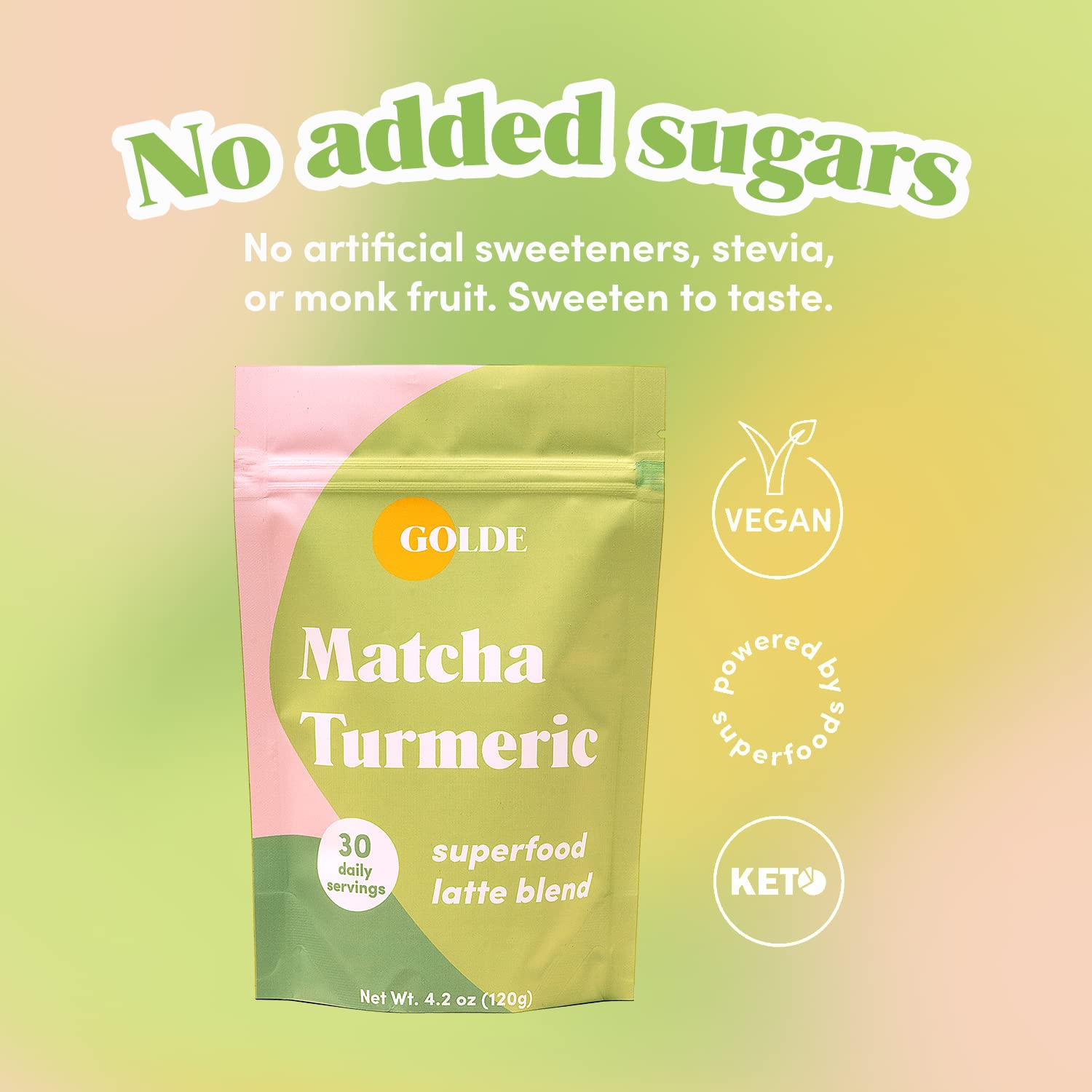 GOLDE - Superfood Latte Blend - Matcha Turmeric - Plant-Based w/Turmeric, Coconut, & Matcha - Stress Balance - Vegan, Keto, & Sugar-Free - 30 Servings GOLDE buy supplements canada