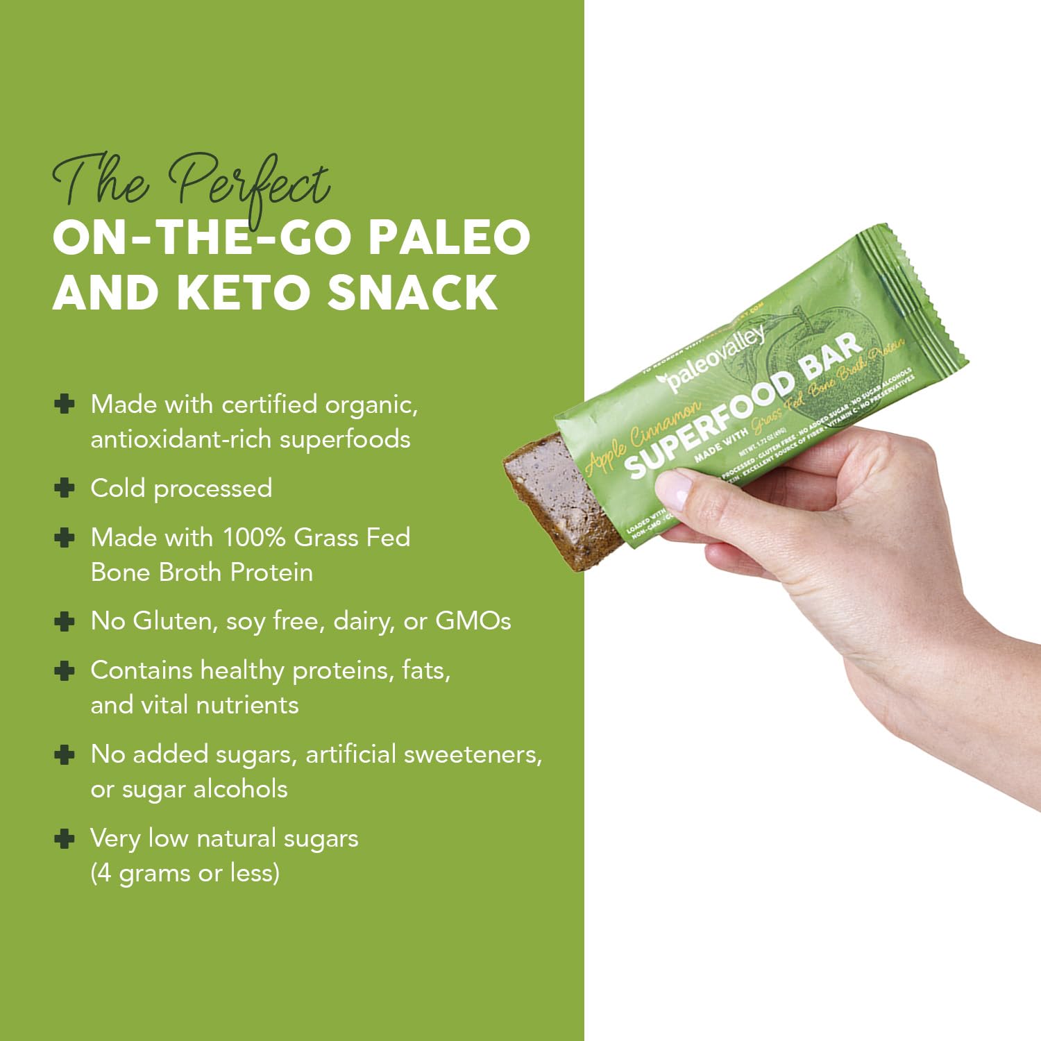 Paleovalley Superfood Bars – Apple Cinnamon– 10 Pack – 9g Protein per Bar – Gluten-Free, Grain-Free, Paleo, Non-GMO – On-the-Go Snack Paleovalley buy supplements canada