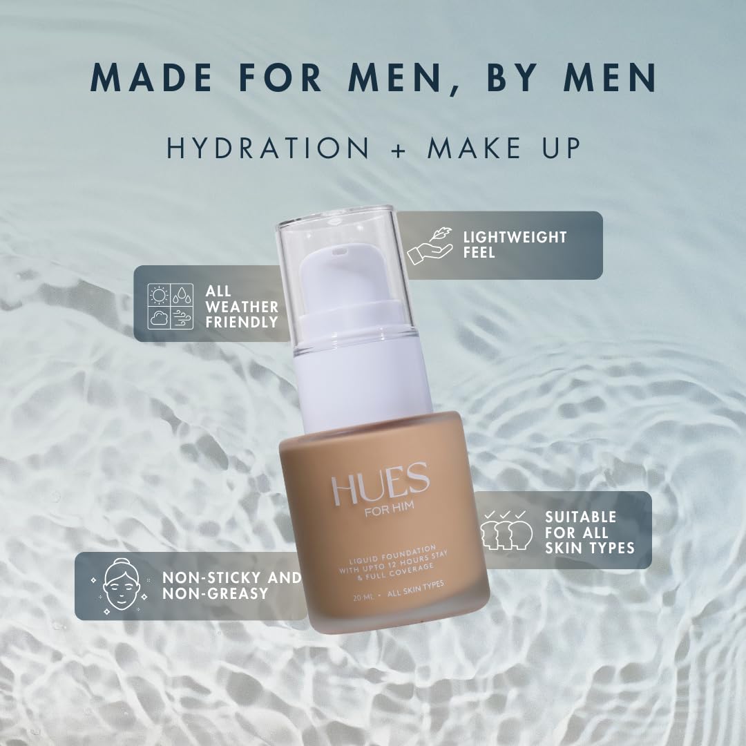 Hues for Him Foundation for Men – Full-Coverage, Lightweight & Hydrating Fit | Natural Coverage | Oil Control & Perfect Fit for Men’s Faces | Available in 4 Shades | Fresh Canvas, .67oz HUES FOR HIM buy supplements canada