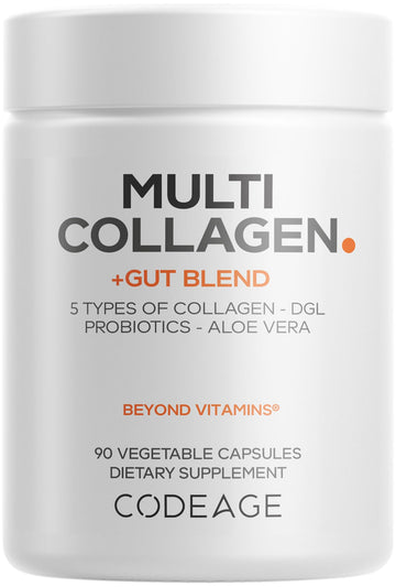 Codeage Multi Collagen + Gut Blend Supplement - Digestive Probiotics, DGL Licorice, Aloe Vera, Organic Peppermint Leaf, Slippery Elm - Hydrolyzed Bovine Collagen Pills - Non-GMO - 90 Capsules Codeage buy supplements canada