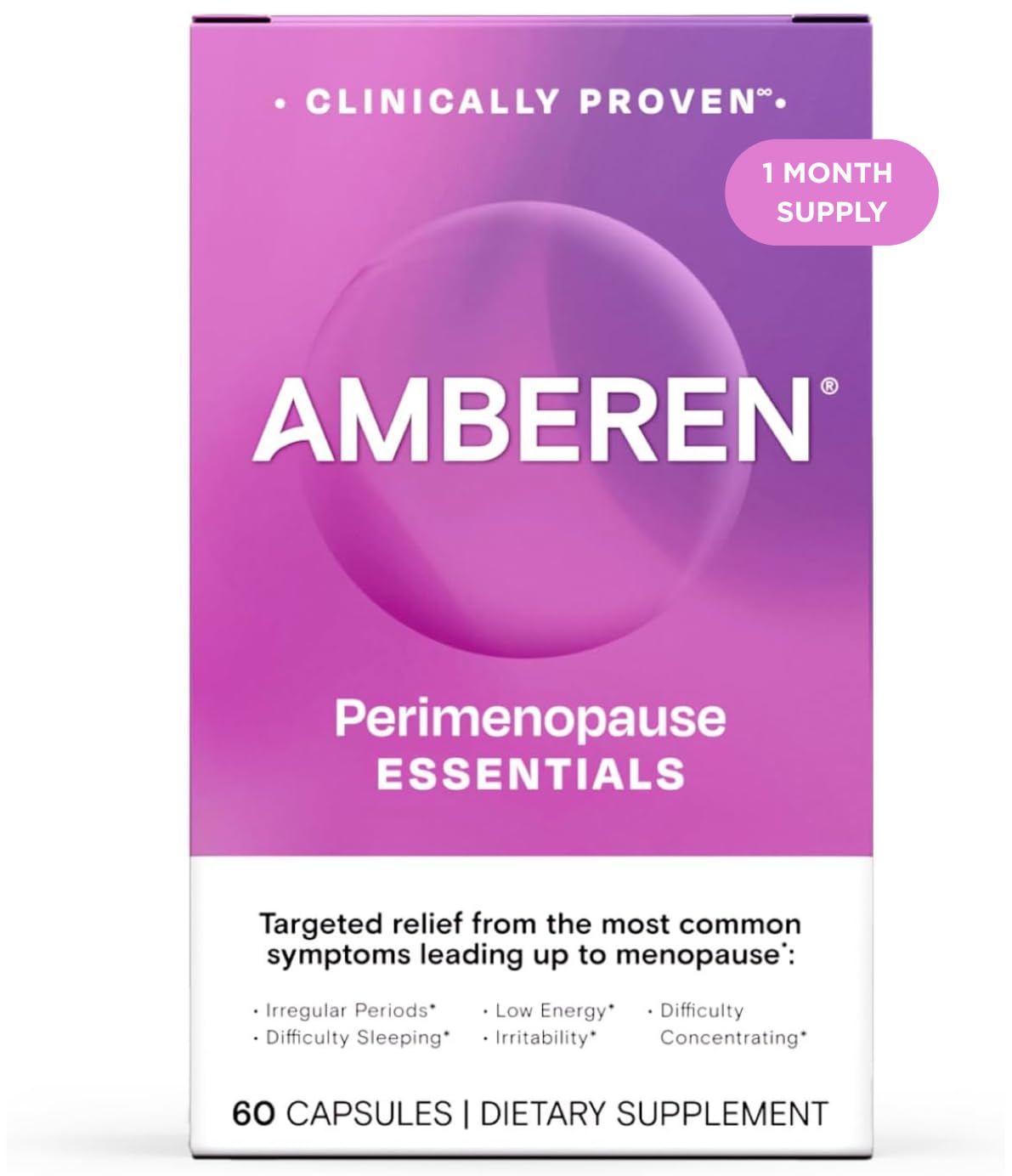 Amberen Perimenopause, Peri-Menopause Multi-Symptom Relief, Vitamin B, Vitamin E & Antioxidants Supplement, Clinically Shown to Help Support Hormone Balance, Hot Flashes & Night Sweats, 60 Count Amberen buy supplements canada