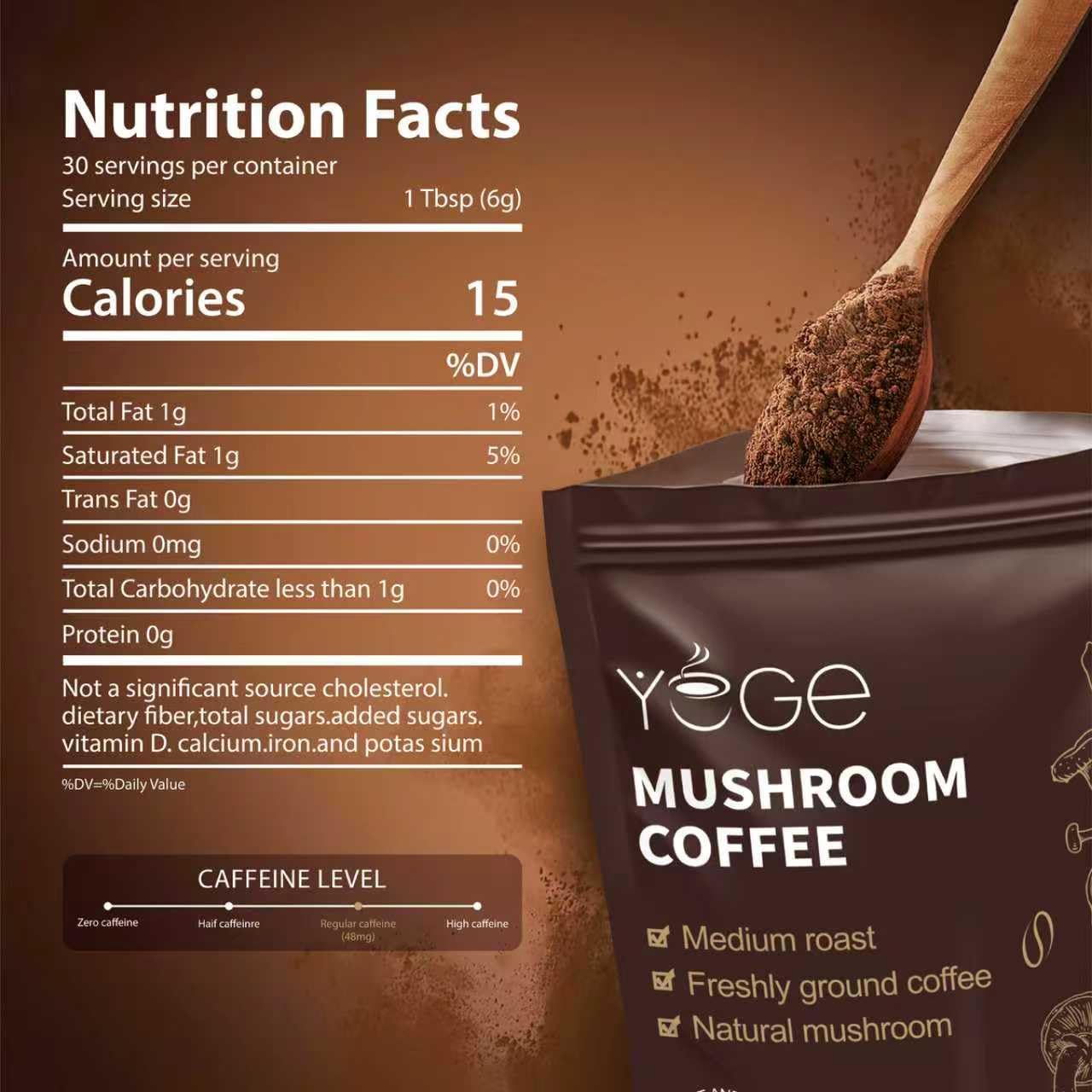 Mushroom Coffee, Instant Mushroom Coffee with Cordyceps, Reishi, King Trumpet, Shiitake, Turkey Tail, Lions Mane for Energy YEGE buy supplements canada