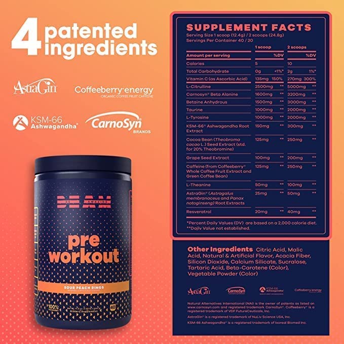 BEAM Pre-Workout Powder | Vegan Energy Booster Powdered Drink with All-Natural BEAM buy supplements canada