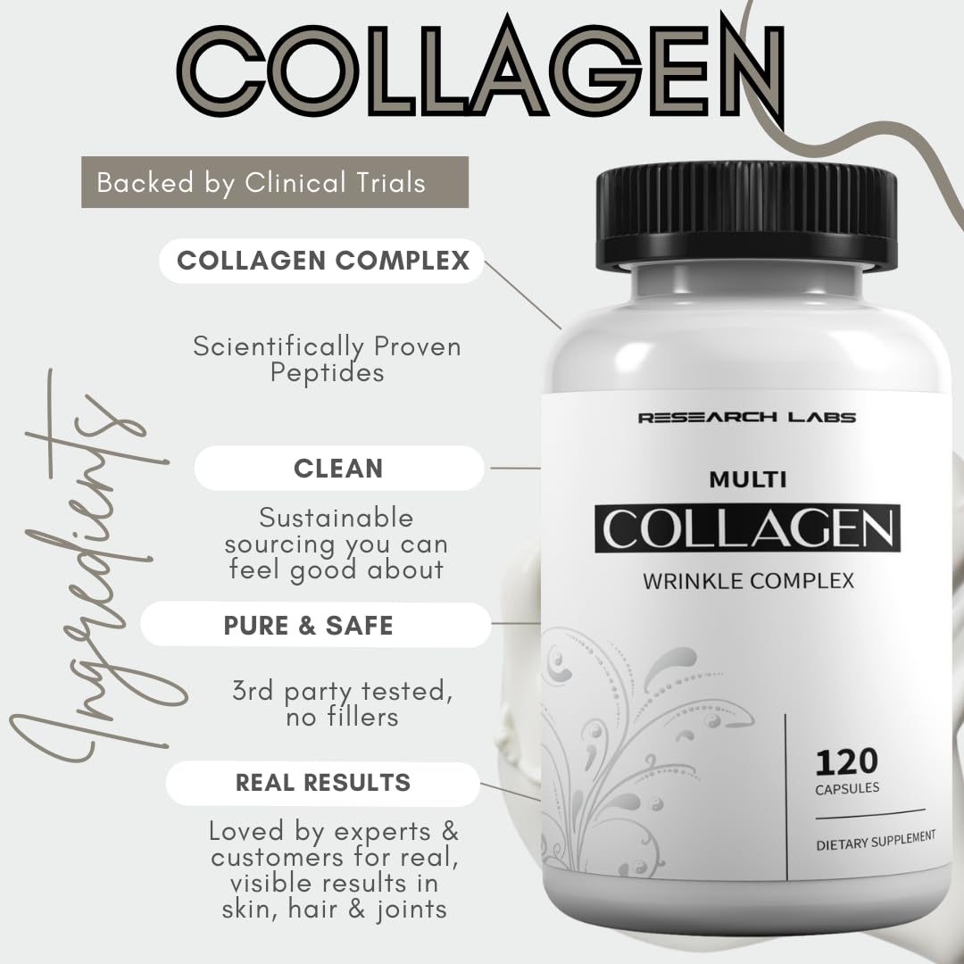 Research Labs 2 for 1 Promo 240 Collagen Pills - 6000 mg Per Day. Grass Fed Anti-Aging Support for Skin, Joints, Tendons, Bones, Hair and Nails. Research Labs buy supplements canada
