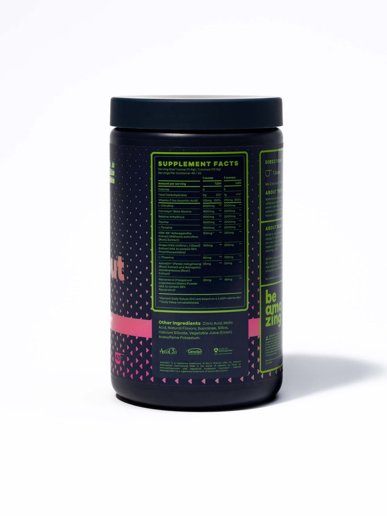 BEAM Be Amazing Vegan Stim Free Pre-Workout Powder | Energy Booster Powdered Drink BEAM buy supplements canada
