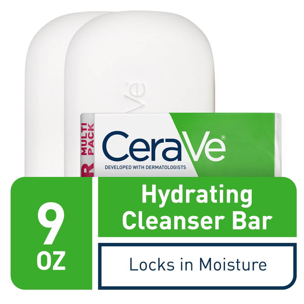 CeraVe Hydrating Cleanser Bar, Soap-Free Body and Facial Cleanser with 5% Moisturizing Cream, Fragrance-Free, 2-Pack, 4.5 Ounce Each CeraVe buy supplements canada