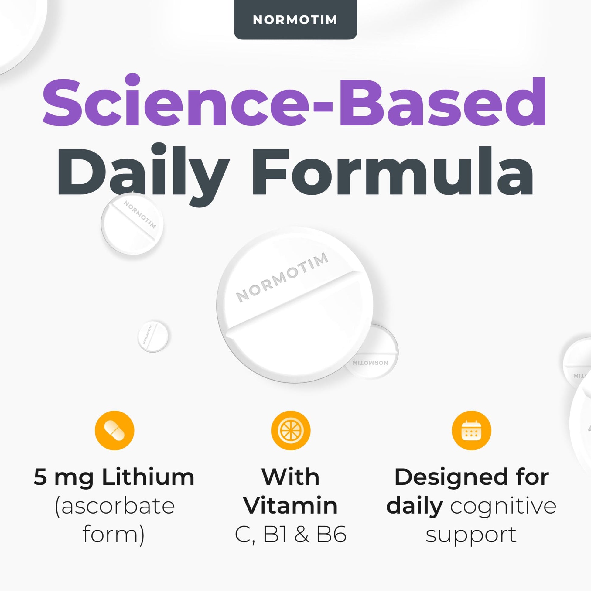 Calm & Focus Support – Lithium Ascorbate 5mg Fast-Dissolve Tablets with Vitamin C, B1 & B6 – Non-Drowsy Cognitive & Memory Support NORMOTIM buy supplements canada