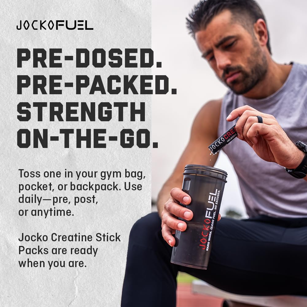 Jocko Fuel Creatine Monohydrate Stick Packs - Pure Micronized Travel Size Powders for Men & Women, Supports Muscle Growth, Strength, Recovery & Cognition, Jocko Fuel buy supplements canada