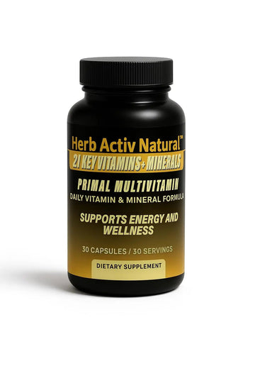 Herb Activ Natural Primal Multivitamin - 21 Essential Vitamins & Minerals - Daily Vitamin & Mineral Supplement - Energy & Wellness Support - 30 Capsules Herb Activ Natural buy supplements canada