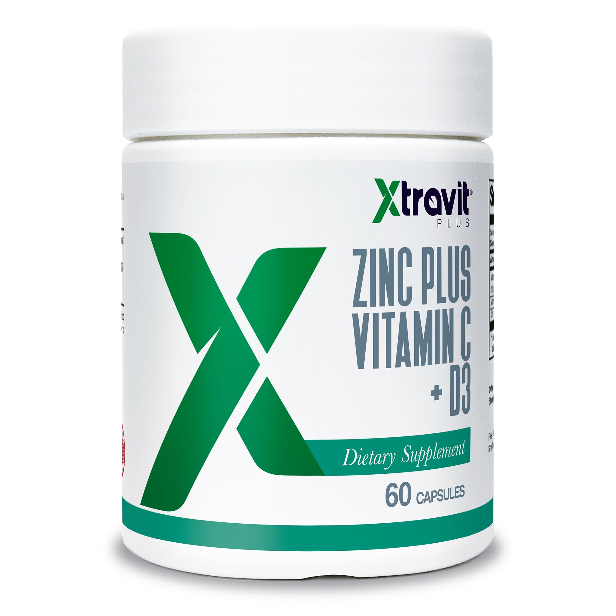 Xtravit Zinc Plus Vitamin C + D3 Supplement – Natural Immune Defense Supplements for Men & Women - May Support Skin, Energy, Bones, & Overall Wellness - Non-GMO, Gluten-Free, No Fillers, 60 Capsules Xtravit buy supplements canada
