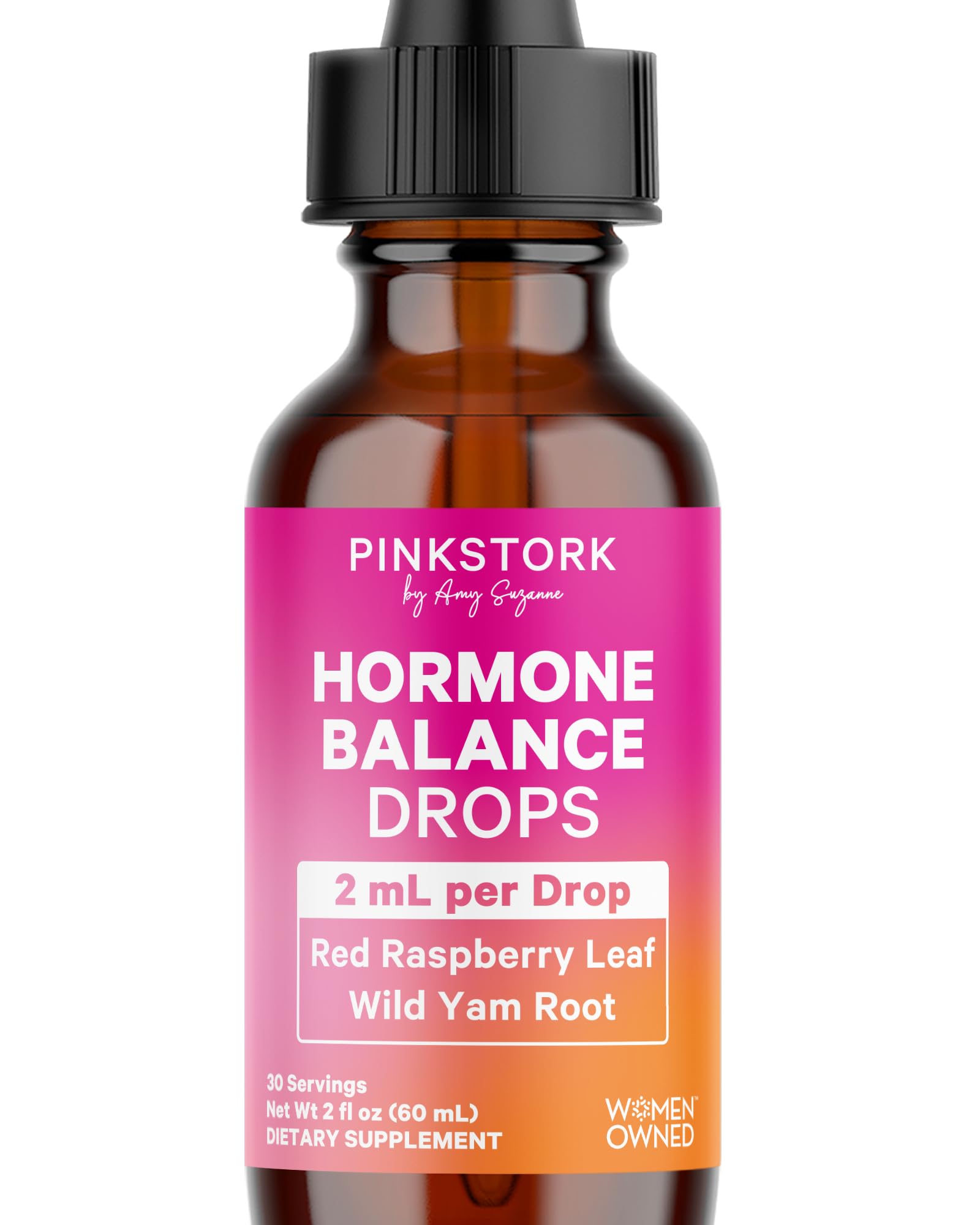 Pink Stork Hormone Balance Drops for Women - Supports Hormonal Health, PMS, Perimenopause & Mood, with Red Raspberry Leaf & Wild Yam - Liquid Supplement - Vegan, 2oz, 30 Servings Pink Stork buy supplements canada
