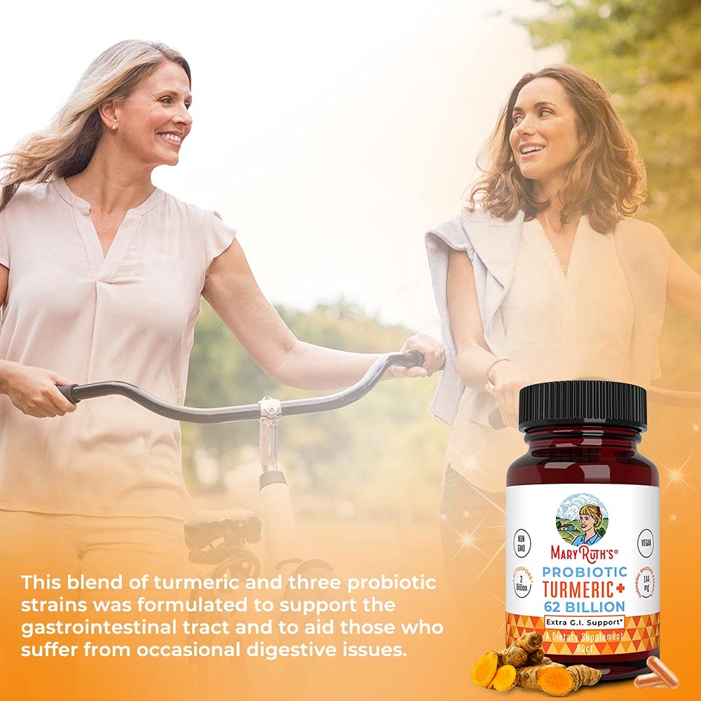 MaryRuth Organics Probiotic Turmeric + Extra GI Support | 62 Billion CFU | Organic Ingredients Turmeric Complex with Probiotics | Turmeric Curcumin Capsules for Digestion | Vegan | 60 Count MARYRUTH'S buy supplements canada