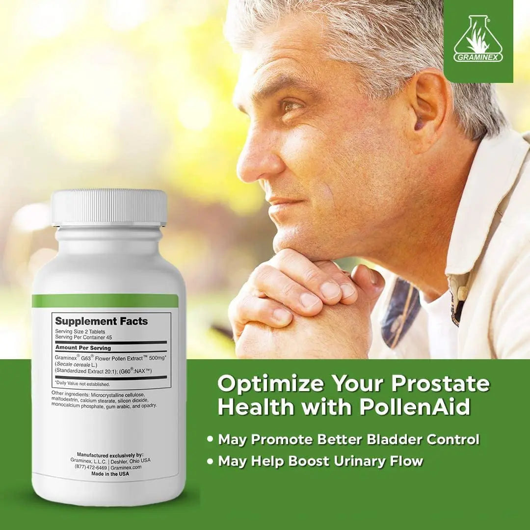 Graminex PollenAid Prostate Supplement: All Natural Prostate Support for Bladder Control & Urinary Tract Health, Rye Pollen Extract Made in USA, 90 Tablets (Pack of 2) Graminex buy supplements canada