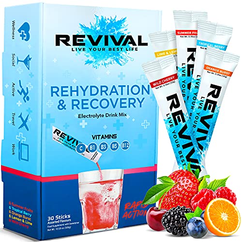 Revival Rapid Rehydration Electrolytes Powder - High Strength Vitamin C, B1, B3, B5, B12 Revival Shots buy supplements canada
