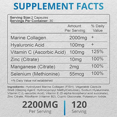 Applied vitamin Marine Collagen Capsules 2000mg-Enhance with Hyaluronic Acid, Zinc, Vitamin C & Biotin 120 Applied Vitamin buy supplements canada